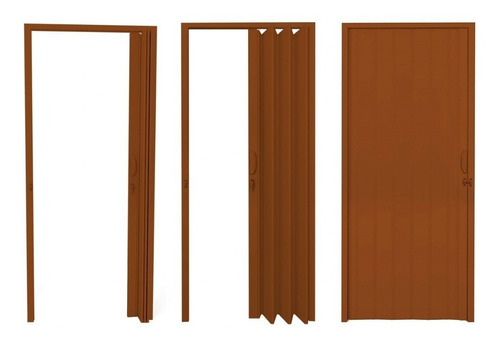 Porta Sanfonada Pvc Polifort 210cmx90cm Mogno Ewt Cor Madeira