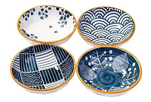 Platos - Japanese Side Dishes Set Of 4, Porcelain Soy Sauce 