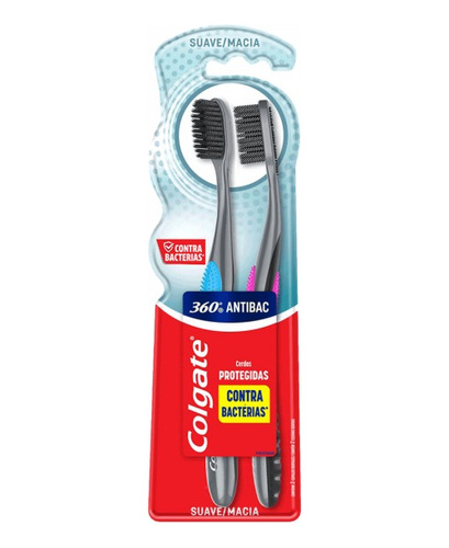 Cepillo Dental Suave Antibac 360° 2un Colgate