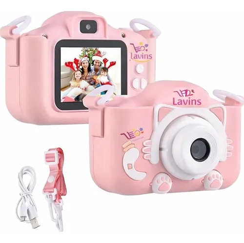 Camera Digital Infantil Gato Fotos Jogos Com Anti Queda Alça Marca Lavins Rosa