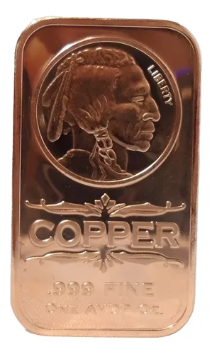 Robmar-usa-moneda Rectangular De 1 Onza De Cobre-el Indio