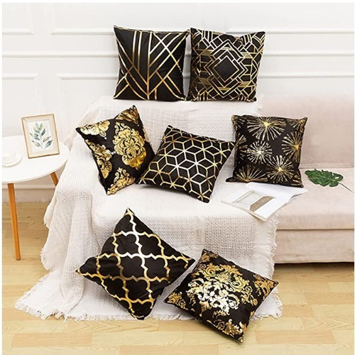 Imagen 2 de 9 de Fundas Para Cojines Con Estampados Dorados 45x45cm X Unidad