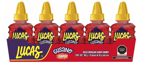 Lucas Gusano Dulces Salsa Chamoy 10 Piezas De 36g - 360g