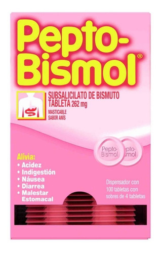 Tabletas Masticables Pepto Bismol Sabor Anís Con 100 Piezas