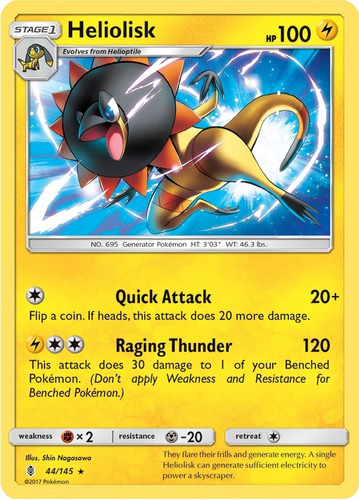 Pokemon  Heliolisk 44/145 Reverse Guardians Rising Gri