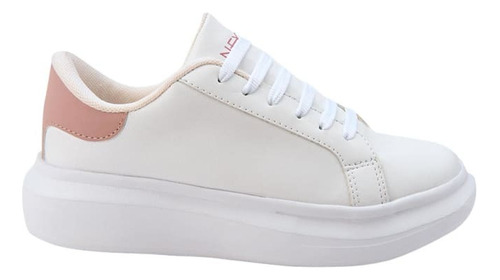 Tenis Mujer Blanco Rosa Casual Urbano