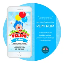 Comprar Invitación Virtual Digital Imagen - Payaso Plim Plim (1)