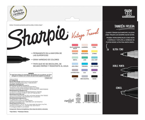 18 Marcadores Plumones Permanente Punta Fina Vintage Sharpie