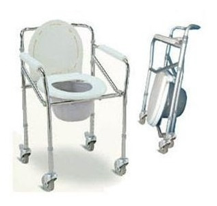 Ayuda Sanitaria Con Ruedas Cromada Plegable