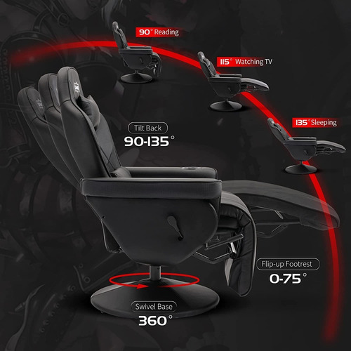 Sofa Gamer Reclinable Y Giratorio Marca Smax Color Negro