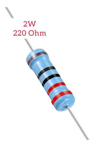 Resistencia 220 Ohm, 2w, 1% Tolerancia, 5 Bandas (2 Unidads)