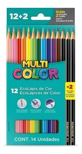 Lápis de cor Multicolor Ecolápis Super kit 14u