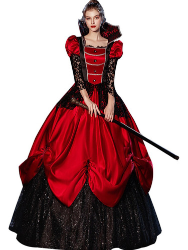 Vestido De Reina De Cosplay De Bruja Vampiro Con Cuello Alto