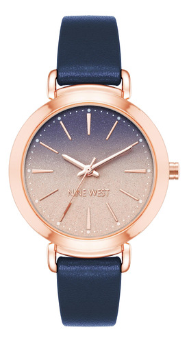 Nine West Reloj Correa Mujer, Nw/2288, Azul Marino, Rosa Dor