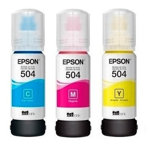 Kit 3 Tintas Epson T504 Ecotank Continua L4150 L4160 L6191 