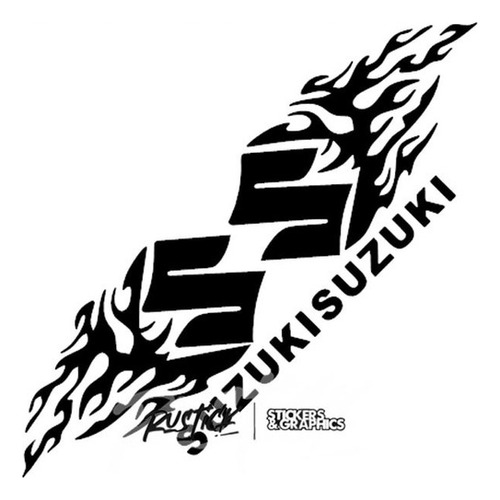 Calco Suzuki Fire Fuego Flamas Ploteo Tuning Sticker 10cm