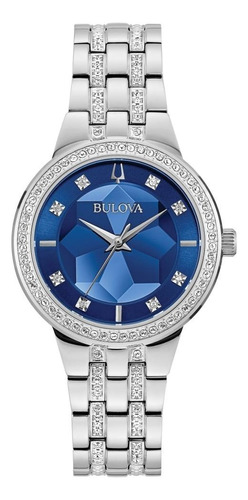 Reloj Bulova Cristales Phantom Original Plateado/azul Dama 