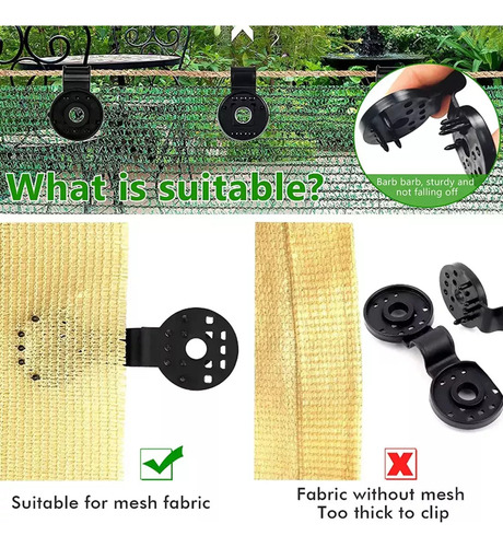 50 Peças De Tecido Lock Grip Sun Shade Net Fix Shade