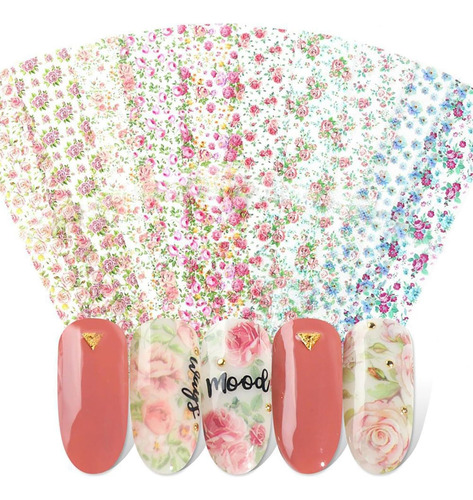 Calcomanías De Diseño De Uñas De Flores, Calcomanías De Enca