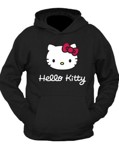 Buzo Canguro Hoodie Negro Hello Kitty - Unisex