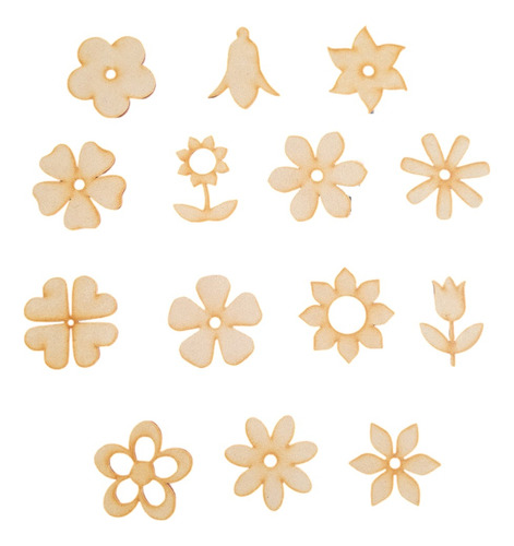 50 Figuras Flores 5cm En Madera Mdf 3mm