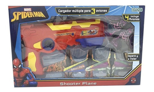 Pistola Spiderman Shooter Plane Con 4 Aviones Ditoys 2459