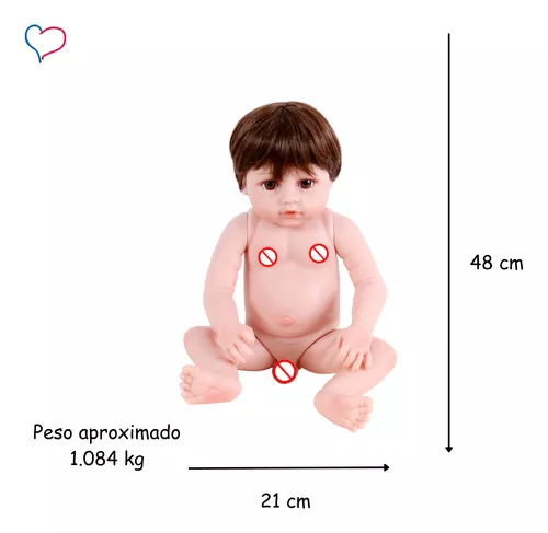 Boneca Bebê Reborn Menino 48cm Original - 100% Silicone