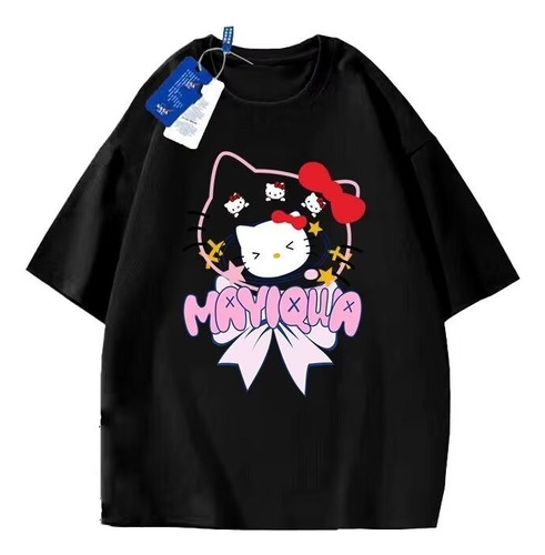 Camiseta De Manga Corta Con Estampado Creativo Hello Kitty C