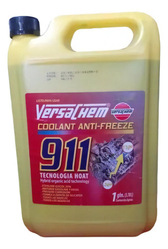 Coolant Refrigerante Versachem 911, 33% Glicol Verde 3,7 Lts