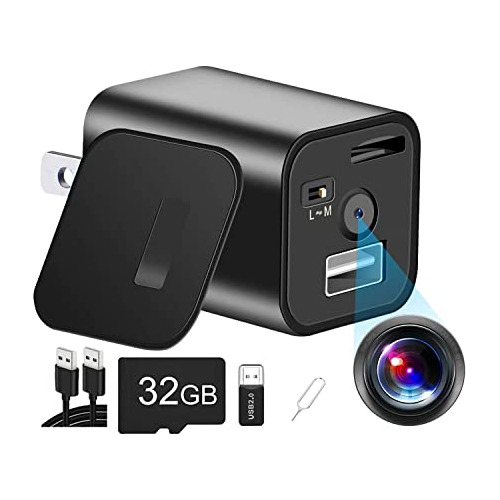 Cargador De Cámara Oculta Con 32 Gb Sd Tarjeta Mini Cámara E