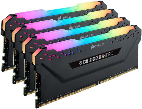 Memoria RAM Vengeance RGB Pro color negro 64GB 4 Corsair CMW64GX4M4D3600C18