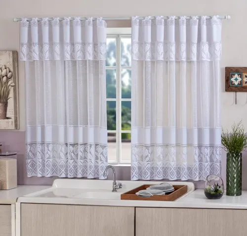 Cortina de Cozinha Tulipa Rendada com Bandô 2,20m X 1,20m — R$ 29,90 em Mercado Livre, 50% OFF