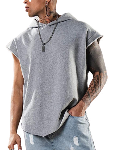 Polera Sin Mangas Con Capucha Para Hombre, Polera Muscular