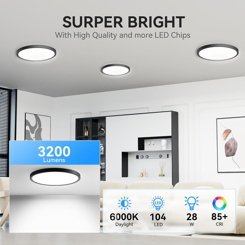 Luz Led Techo 12in Blanco,fácil Instalación Ahorro Energía