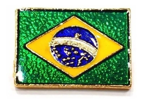 Kit 10 Pins Bótons Bandeira Do Brasil 2,3cm Folheados A Ouro