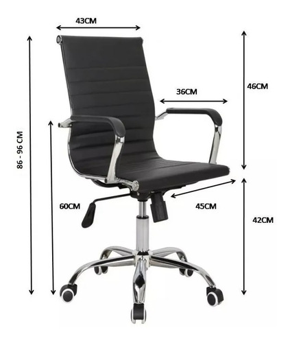 Imagen 2 de 4 de Silla Gamer Reforzada Oficina Ajustable Cuero Apoyabrazos