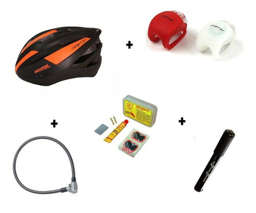 Combo Bicicleta Kit+casco+luces+candado+parches+bomba Gw