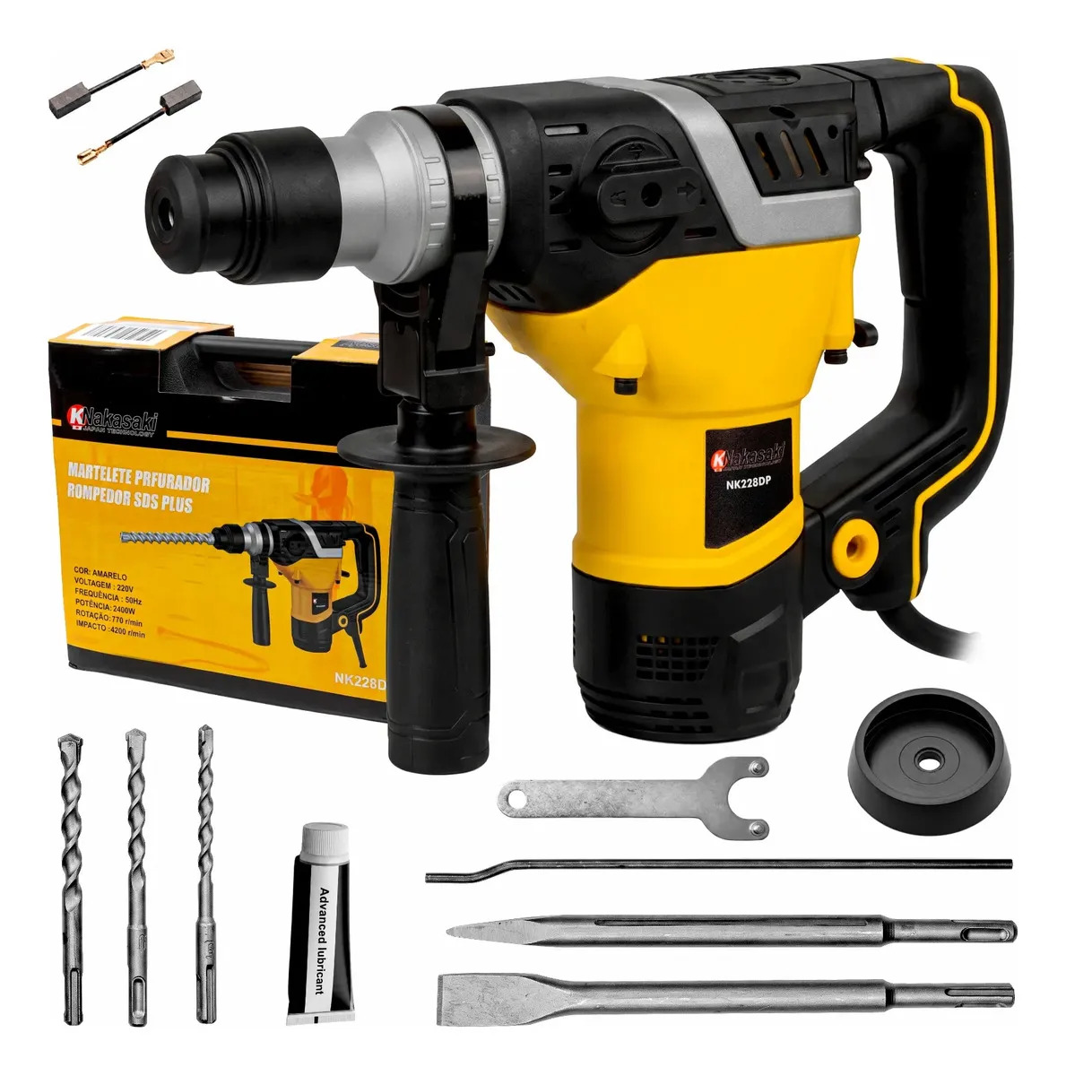 Martelete Rompedor Furadeira Profissional Sds Plus 2400w Cor Amarelo Frequência 60hz