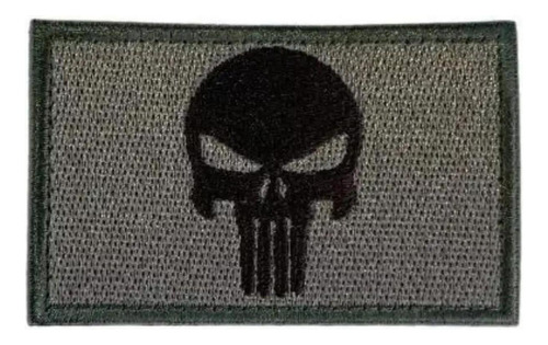 Parche Uniforme Tactico Logo Punisher Gris Con Negro