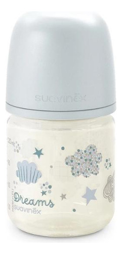 Mamadera Suavinex Vidrio 120ml 0-3m Flujo S Celeste