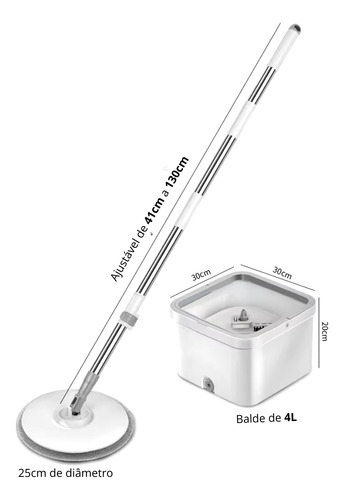 Mop Giratorio Agua Limpa Quadrado Compartimentos Separados