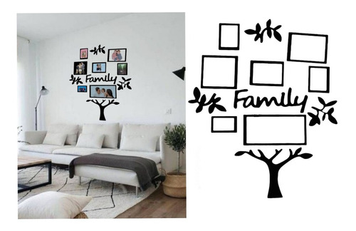 Adorno Árbol Pared De Fotos Familiares Mdf 3mm Decoración 