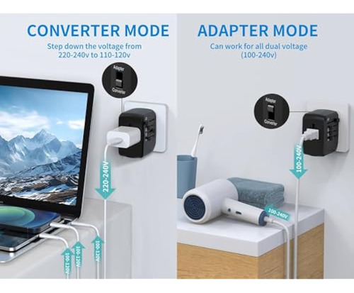 Convertidor De Voltaje Del Adaptador De Viaje Internacional