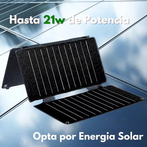 Mr. Gadgets Panel Solar Plegable Portátil 21w, Usb-a, Usb-c, Dc, Policristalino, Impermeable Ip67 Para Camping, Senderismo, Mochilero, Cargador