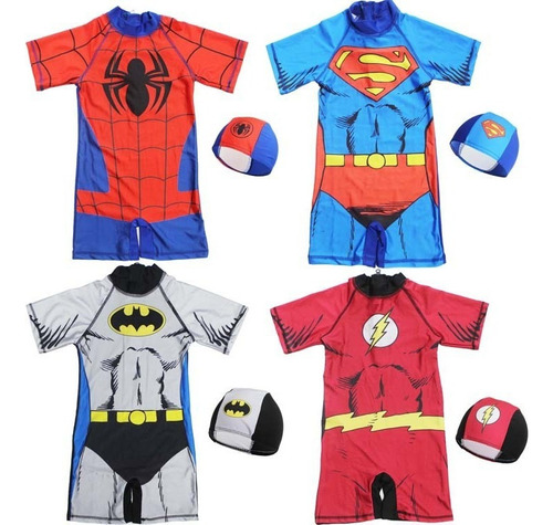 Bañador Infantil Superhero Spider-man Capitán América