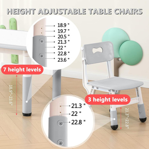 Happymaty Juego De Mesa De Manualidades Y 6 Sillas Para Niño