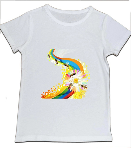 Camiseta Niño Ilustracion Abejas Arcoiris