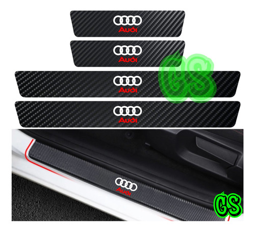 Sticker Adhesivo Cubre Zocalo Audi Fibra Carbono