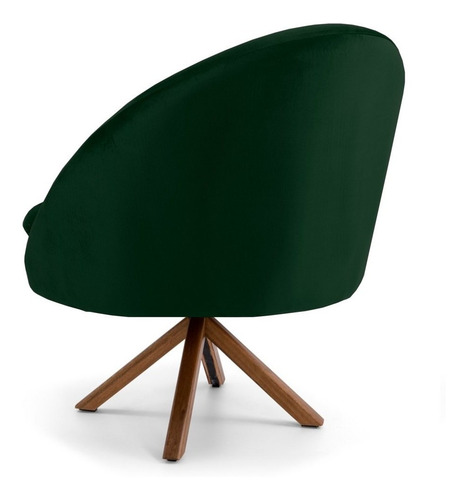 Poltrona Decorativa Base Giromad Rafa Veludo Verde Musgo Cor Verde-escuro Desenho do tecido Liso
