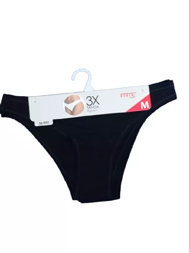Pack De Tres Tangas Algodón Marca Intime Mujer Color Negro